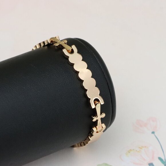"Elegant Rose Gold Bracelet with Smooth Scalloped Link Design, XPBL0875 - Picture 2 of 13
